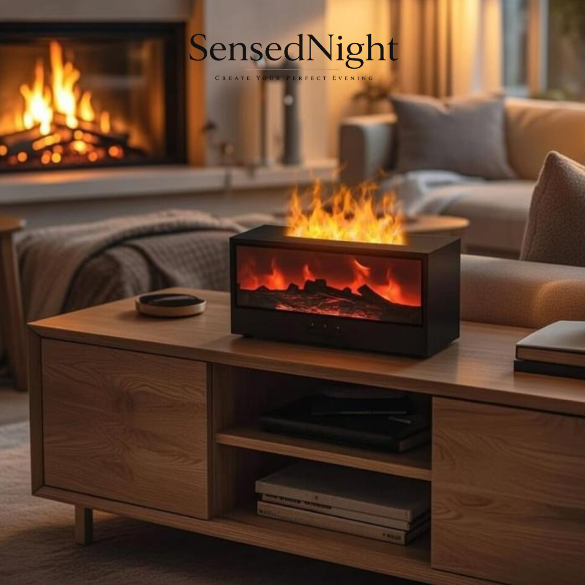 New Creative Fireplace Aromatherapy 150 Waterless Auto Off Colorful Flame Aerial Humidifier for remote home bedrooms AG-DQ717