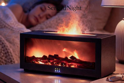 Ultrasonic Fireplace Aroma Diffuser with Realistic LED Flame | Sensed Night™