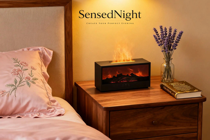 Ultrasonic Fireplace Aroma Diffuser with Realistic LED Flame | Sensed Night™
